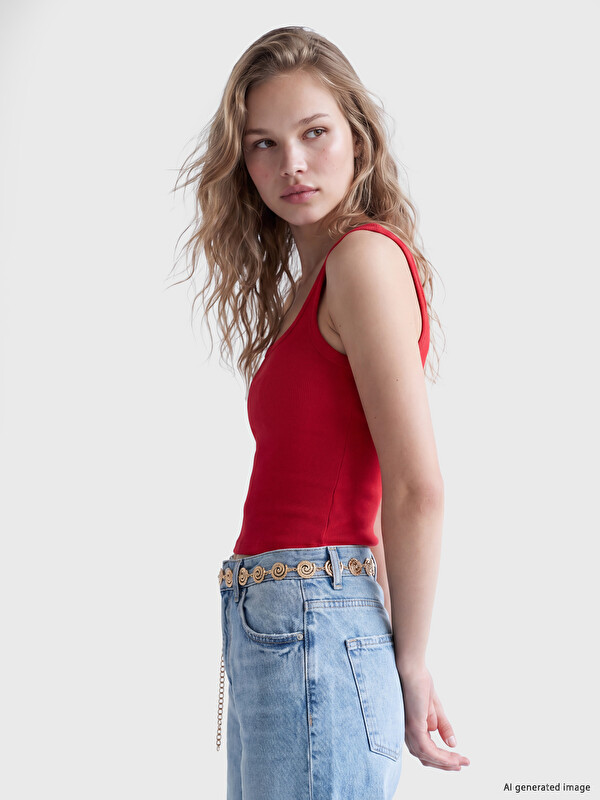 LCW Vision U Neck Women's Ribbed Tank Top