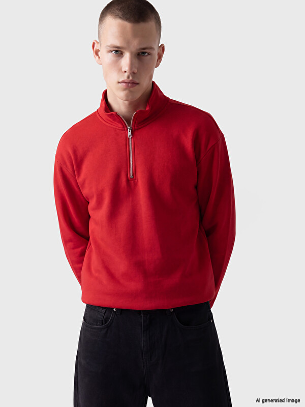 LC WAIKIKI Half Zippered Mock Neck Men's Sweatshirt