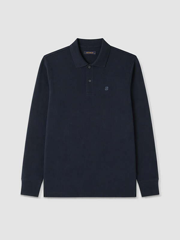 SOUTHBLUE Polo Yaka Nakışlı Erkek Sweatshirt