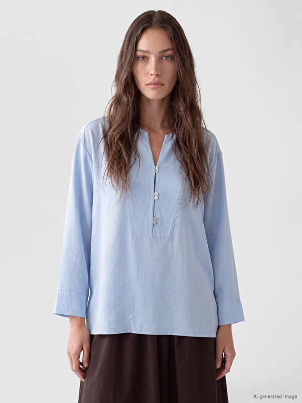 LCW Modest Kaçık Yaka Oversize Bluz