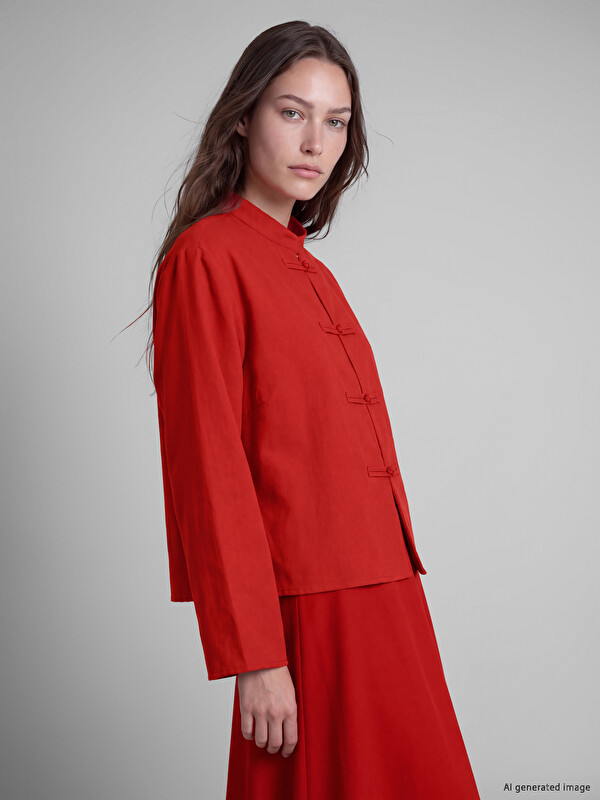 LCW Modest Grandad Collar Modal Blended Women's Shirt