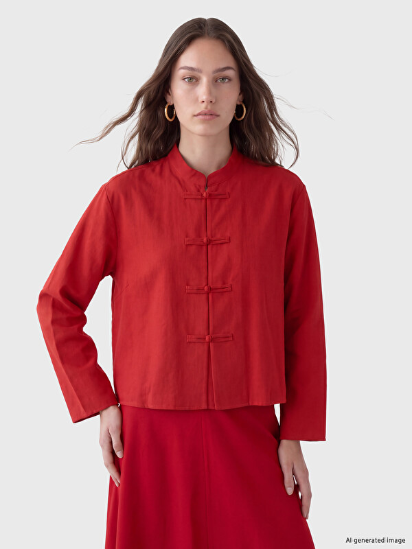 LCW Modest Grandad Collar Modal Blended Women's Shirt