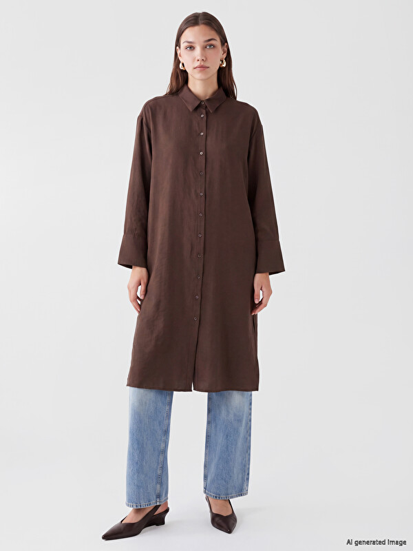 LCW Modest Modal Karışımlı Oversize Kadın Gömlek Tunik