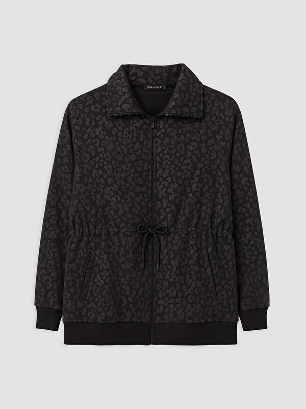 LCW Modest Leopar Desenli Kadın Fermuarlı Sweatshirt