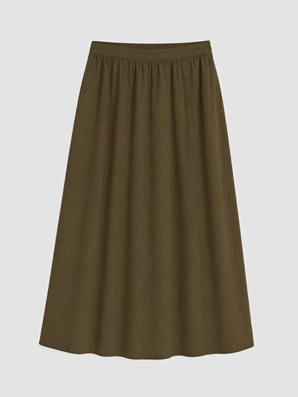 LCW Modest Elastic Waist Flared Skirt