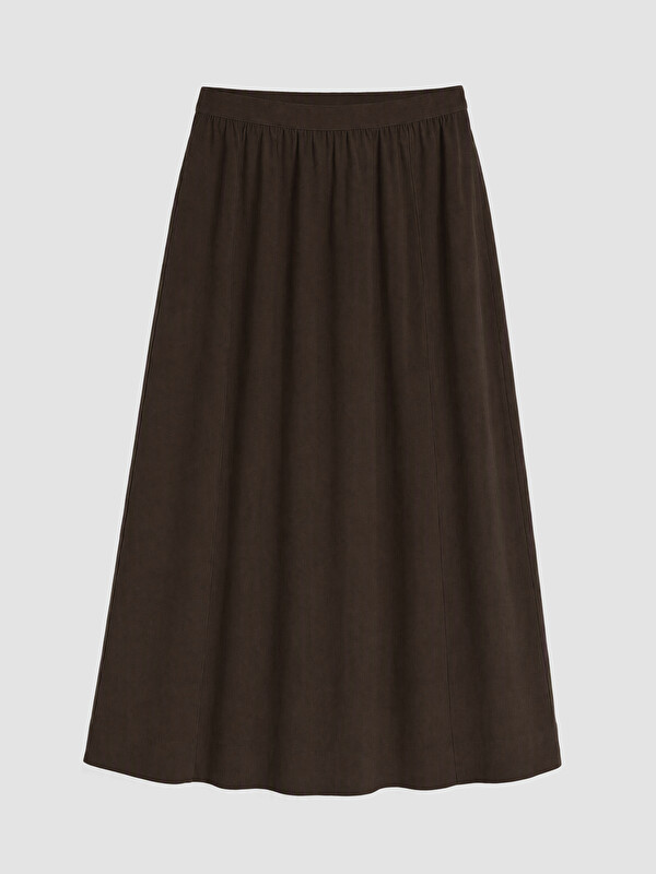 LCW Modest Elastic Waist Flared Skirt