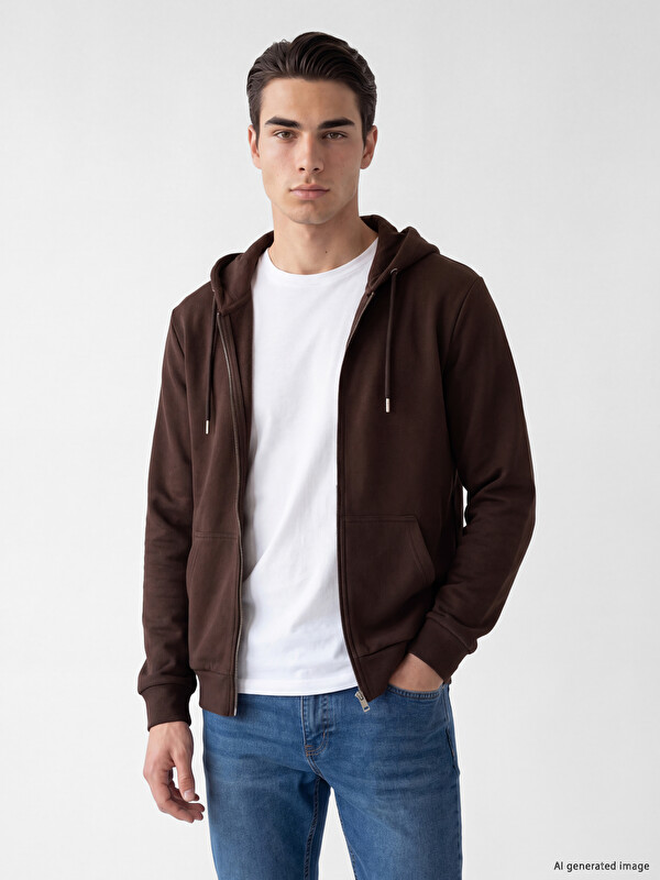 LCWAIKIKI Classic Hooded Men's Zip-Up Sweatshirt