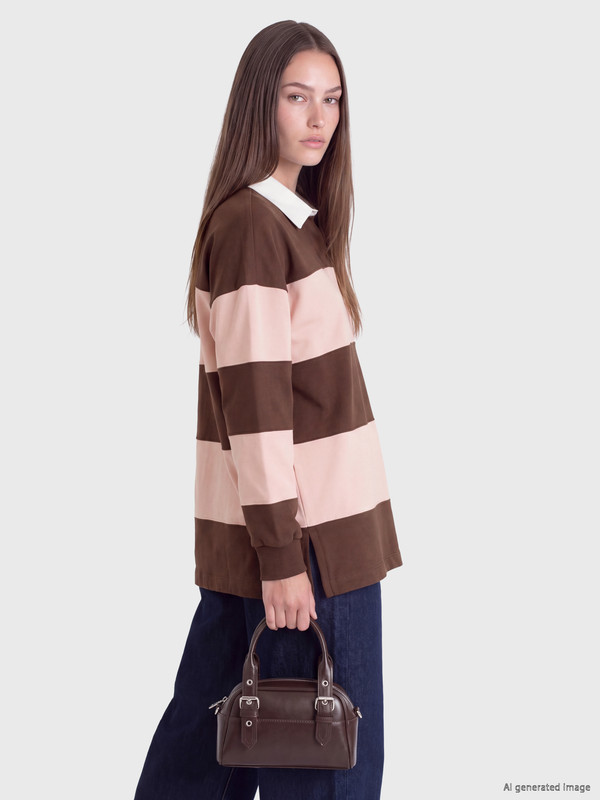 LCW Modest Polo Collar Oversize Women's Sweatshirt Tunic