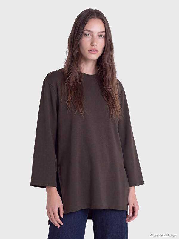 LCW Modest Soft Touch Oversize Women's Sweatshirt Tunic