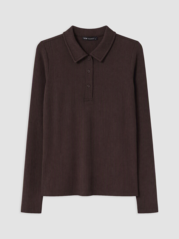LCW Modest Woman Brown T-Shirt