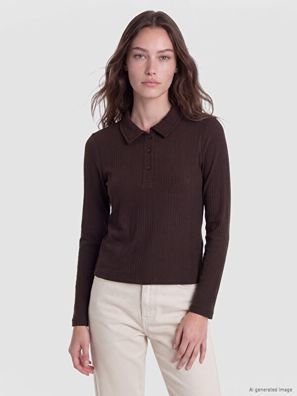 LCW Modest Polo Collar Women's T-Shirt