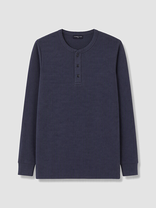 LCWAIKIKI Classic Henley Yaka Waffle Erkek Tişört