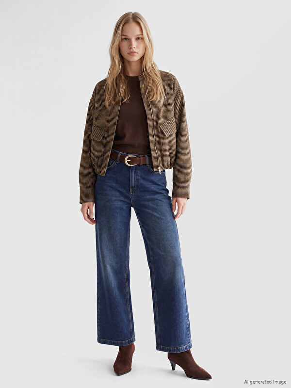 LCW Jeans Ženske traperice culotte kroja s remenom u struku