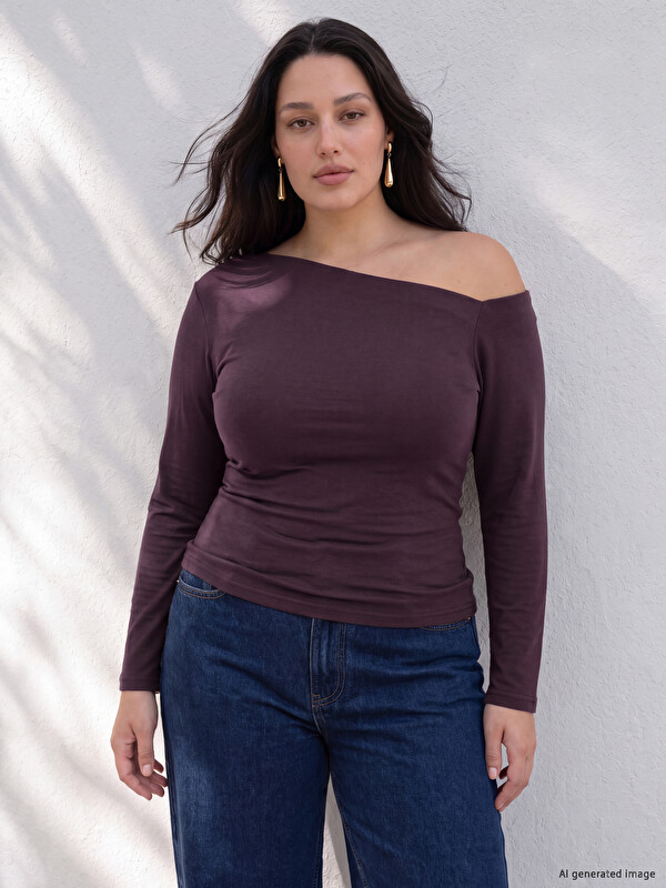 LCW Curve Plus Size Boat Neck Blouse