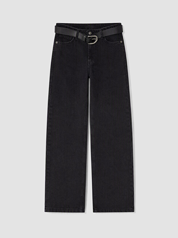 LCW Jeans Beli Kemerli Culotte Fit Kadın Jean Pantolon