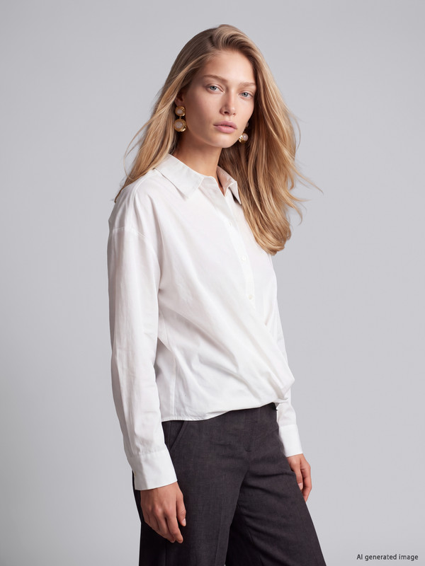 LCW Vision Chemise Femme Surdimensionnée Froncée à Nouer