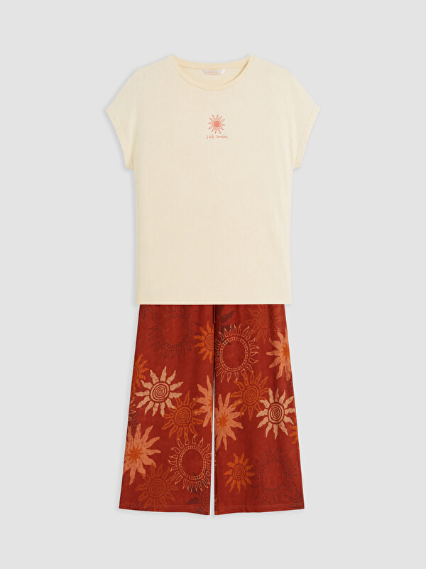 LCW DREAM Woman Orange Capri Pyjamas Set