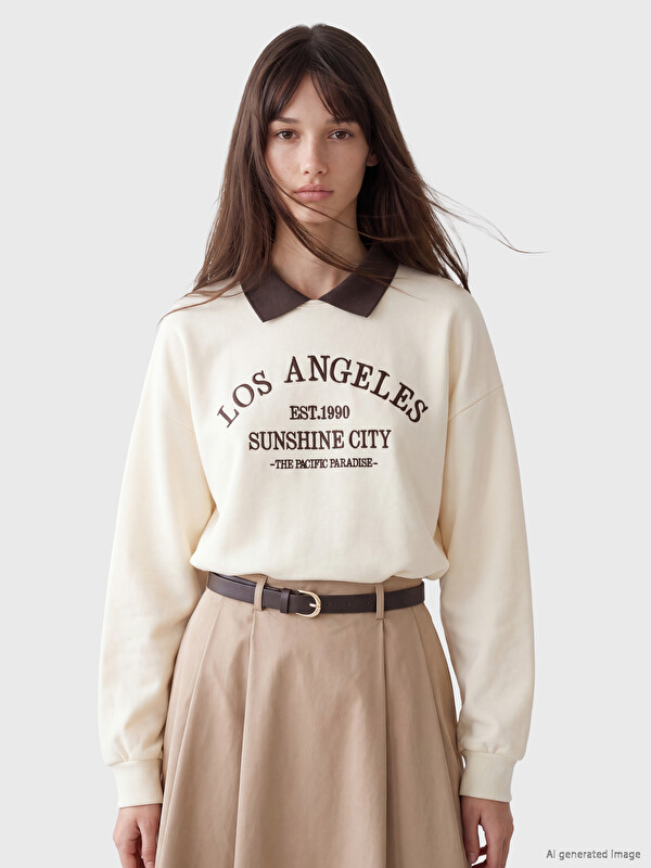 XSIDE Polo Collar Oversize Women's Thick Sweatshirt