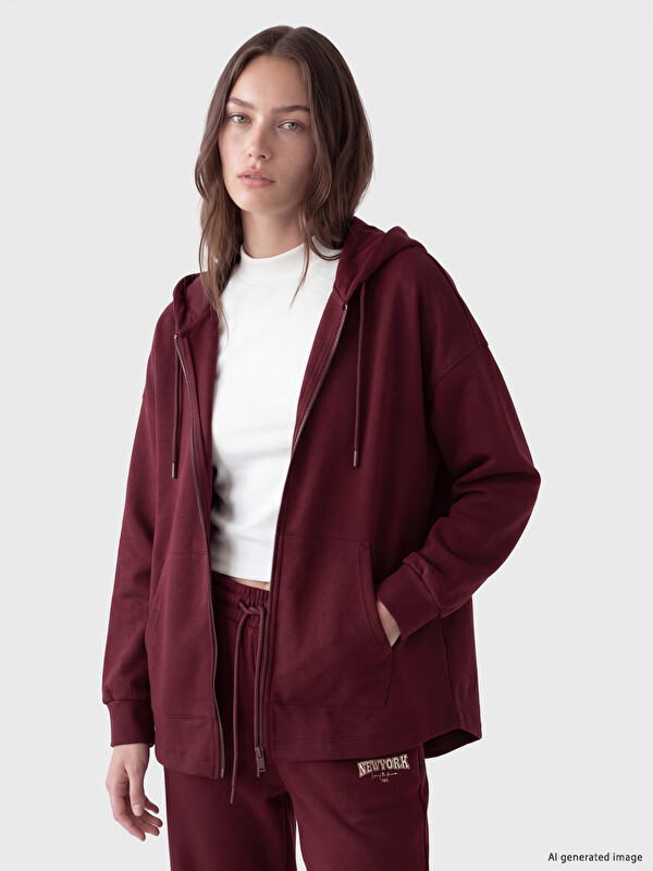LCW Modest Soft Touch Women's Zip-Up Sweatshirt