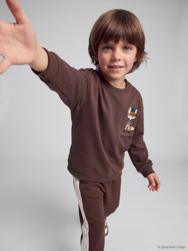 LCW Kids Машка печатена маица со округол врат