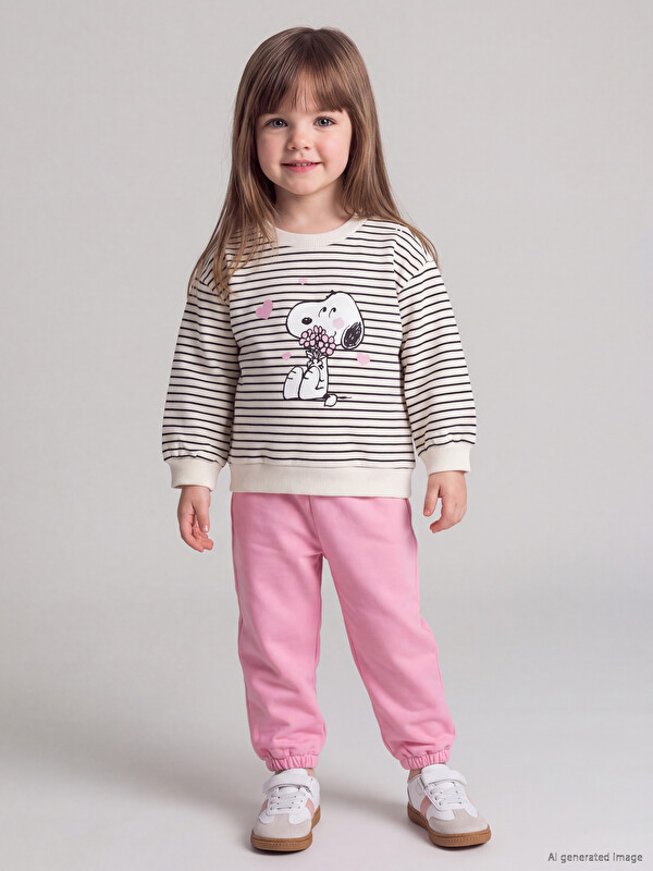 LCW baby Striped Snoopy Baby Girls' Set