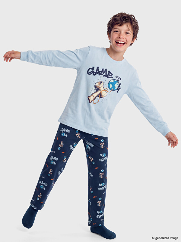 LCW Kids Bisiklet Yaka Erkek Çocuk Pijama Takım