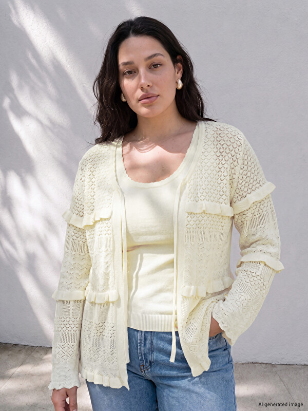 LCW Curve Plus Size Women's Knitwear Sweater and Cardigan