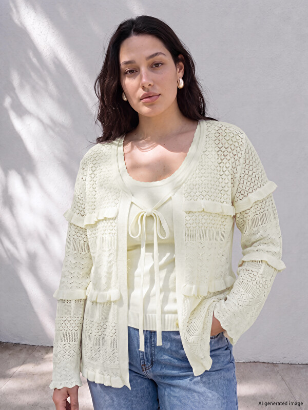 LCW Curve Plus Size Women's Knitwear Sweater and Cardigan