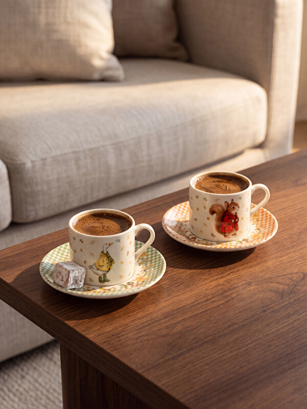 LCW HOME Set de Cești de Cafea din Porțelan Imprimate cu Animale pentru 2 Persoane