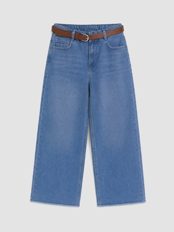 LCW Kids Wideleg Kemerli Kız Çocuk Jean Pantolon