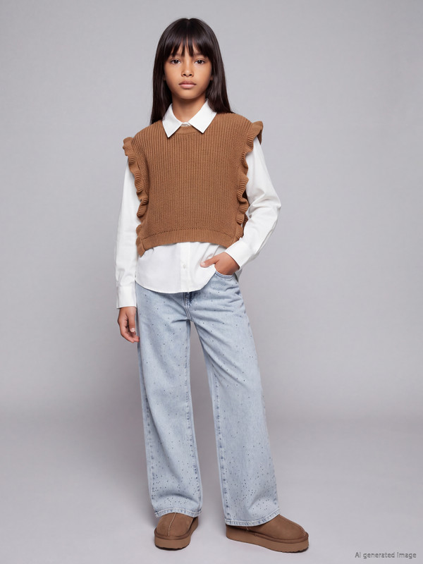 LCW Kids Wideleg Rhinestone Embellished Girls' Jeans
