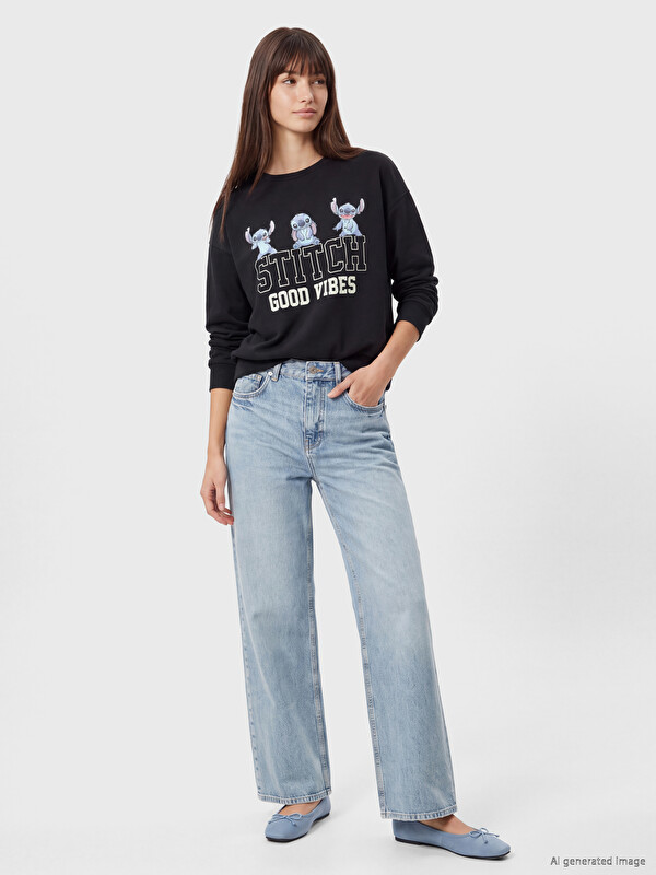 XSIDE Stitch Printed Oversize Women's Thick Sweatshirt