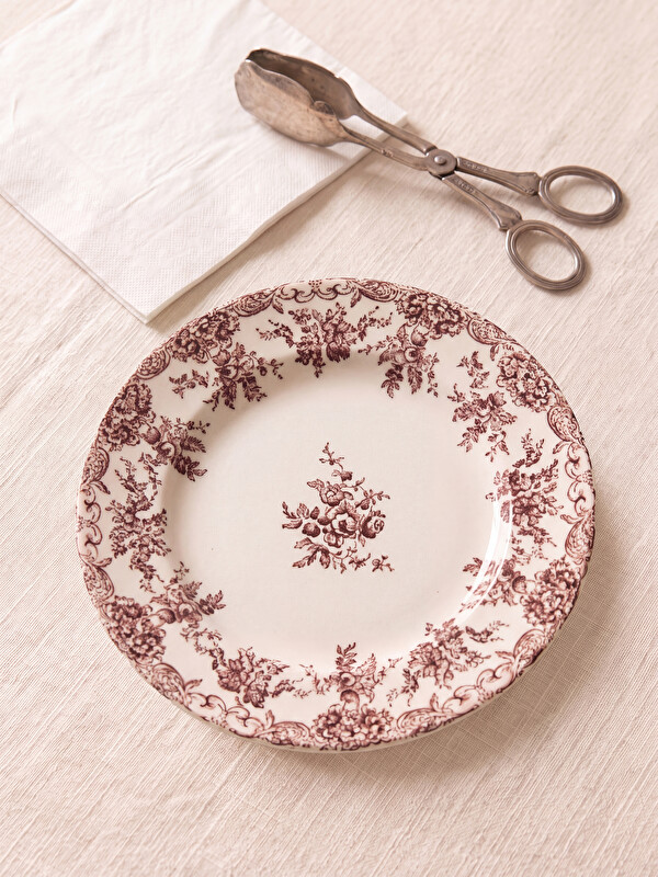 LCW HOME Flower Patterned Porcelain Cake Plate 19 cm