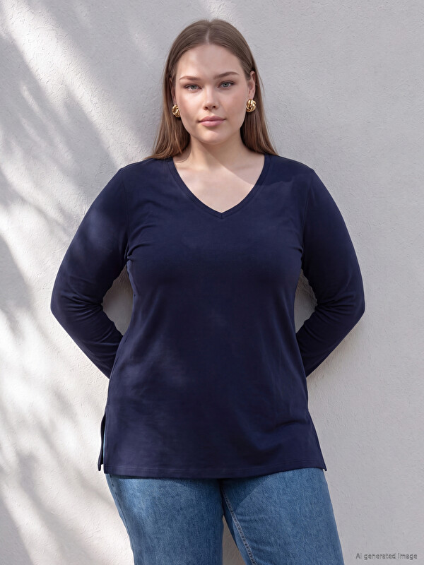 LCWAIKIKI Curve Plus Size %100 Cotton Women's T-Shirt