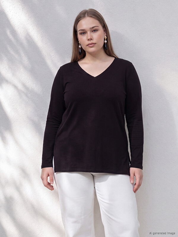 LCWAIKIKI Curve Plus Size %100 Cotton Women's T-Shirt