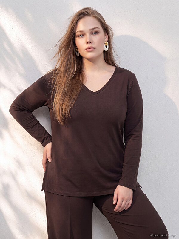 LCWAIKIKI Curve Plus Size %100 Cotton Women's T-Shirt