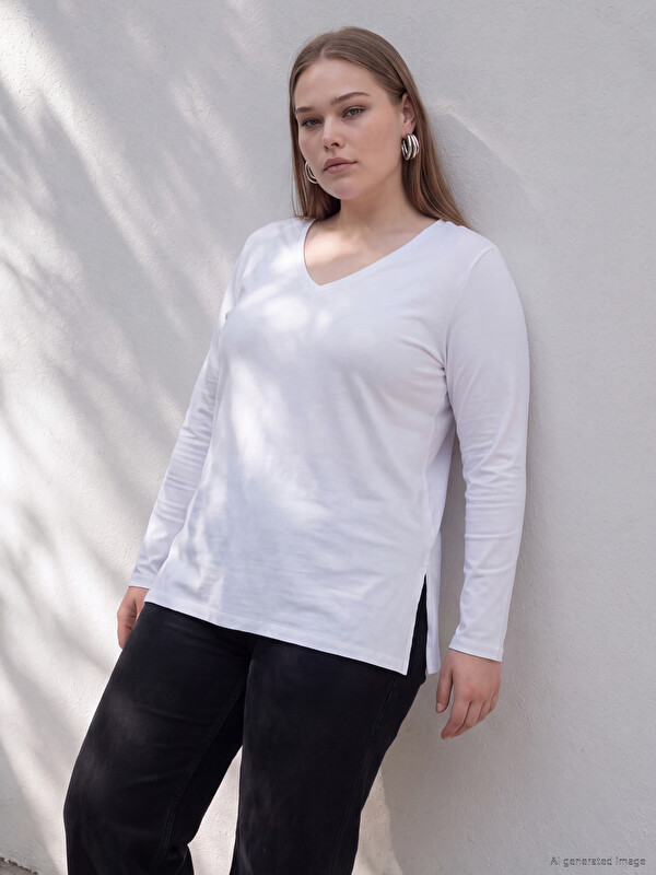 LCWAIKIKI Curve Plus Size %100 Cotton Women's T-Shirt
