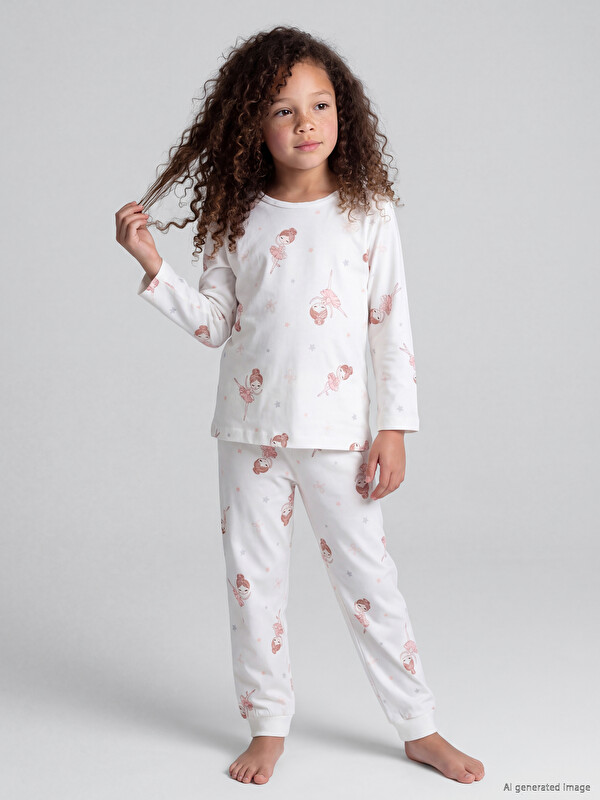 LCW Kids Crew Neck Girls' Pyjamas Set