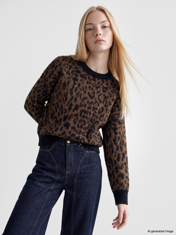 XSIDE Leopard Print Women's Knitwear Sweater