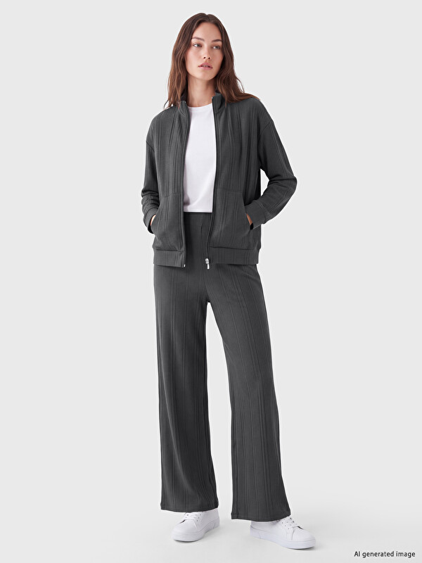 LCW EVERYDAY Elastic Waist Women's Ribbed Trousers