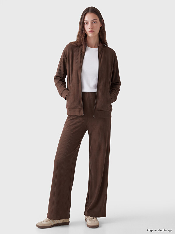 LCW EVERYDAY Elastic Waist Women's Ribbed Trousers