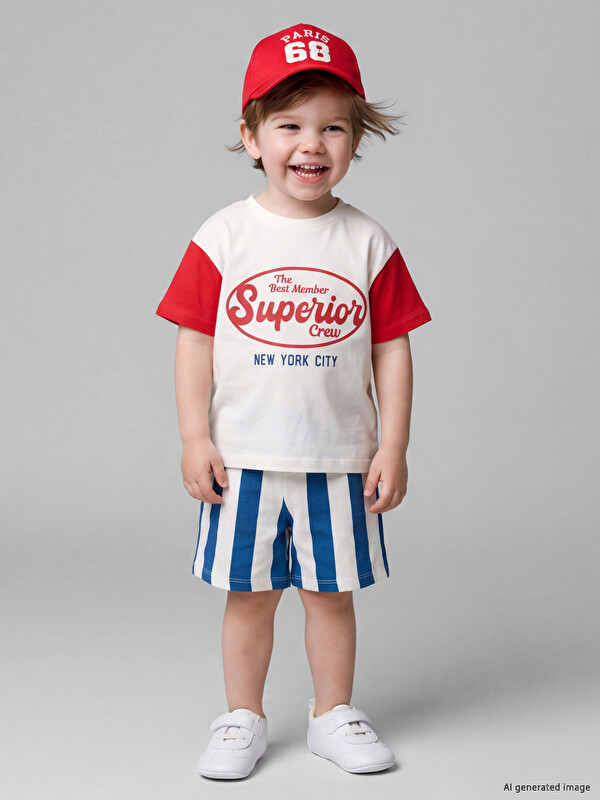 LCW baby Set me pantallona të shkurtra të stampuara për foshnja djem