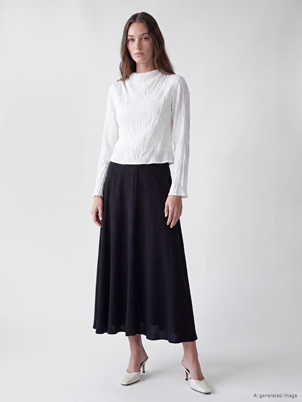 LCW Modest Beli Fermuarlı Modal Karışımlı Kloş Etek