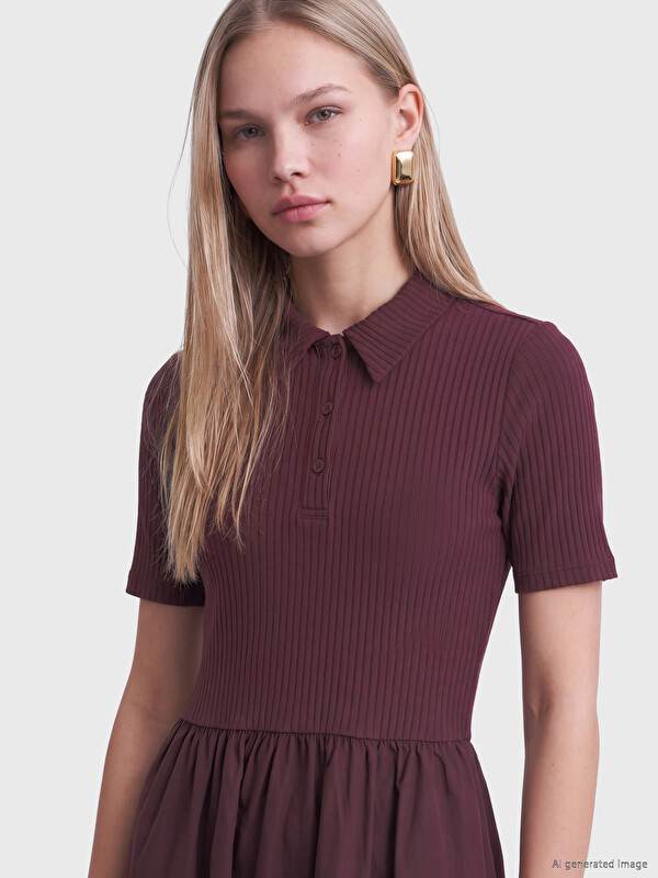LCW Vision Rochie Tricotată cu Guler de Cămașă