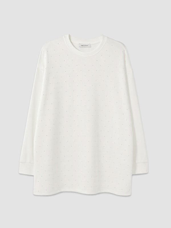 LCW EVERYDAY Taşlı Soft Touch Oversize Kadın Sweatshirt Tunik