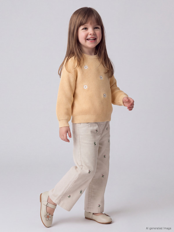LCW baby Baby Girls' Floral Velvet Trousers