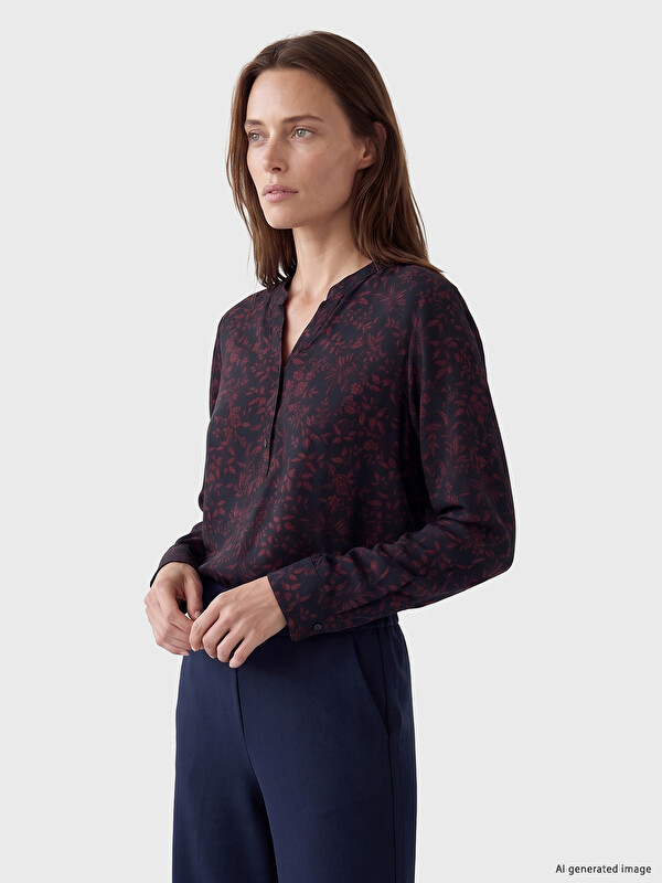 LCW Grace Notch Neck Patterned Blouse