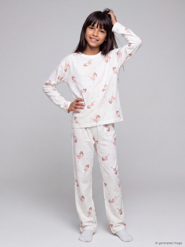 LCW Kids Baskılı Kız Çocuk Pijama Takım