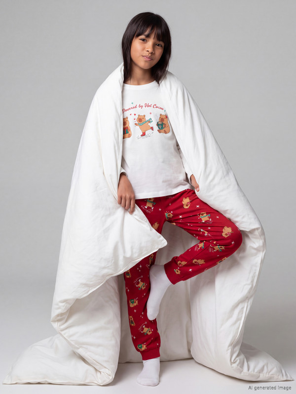 LCW Kids Yılbaşı Temalı Kız Çocuk Pijama Takımı