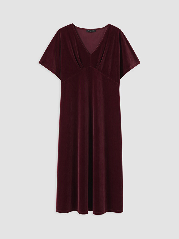 LCW Comfort Fitted Waist Velvet Dress